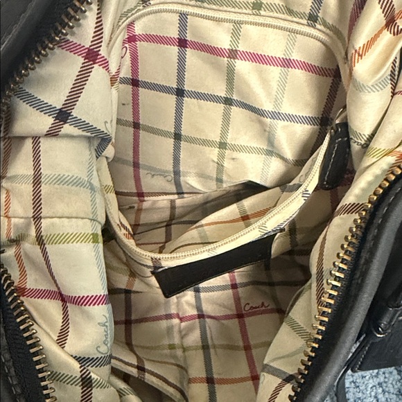 VTG Coach Bleeker Tattersall Black
Leather Bucket Tote Shoulder - Picture 9 of 11